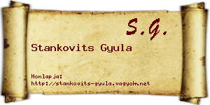 Stankovits Gyula névjegykártya